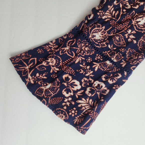 Gloria Vanderbilt Womens Top XL 3/4 Sleeve Navy Coral Floral Print Blouse Tunic - Picture 5 of 8